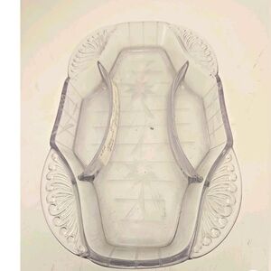RARE VINTAGE ETCHED Elegant Clear Glass Divided RELISH DISH